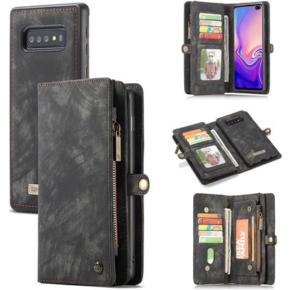 Caseme 008 Samsung Galaxy S10 Plus Hülle Abnehmbare 2in1 Klapphülle Geldbörse - Schwarz