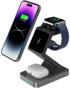 Mobigear MagTree 3in1 MagSafe Ladestation für iPhone / AirPods & Apple Watch - Schwarz