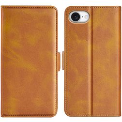 Mobigear Slim Magnet iPhone 16e Hülle Klapphülle Geldbörse - Cognac