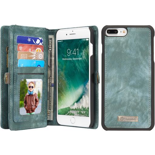 Caseme 008 iPhone 8 Plus Hülle Abnehmbare 2in1 Klapphülle Geldbörse - Grün