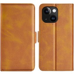 Mobigear Slim Magnet iPhone 15 Hülle Klapphülle Geldbörse - Cognac