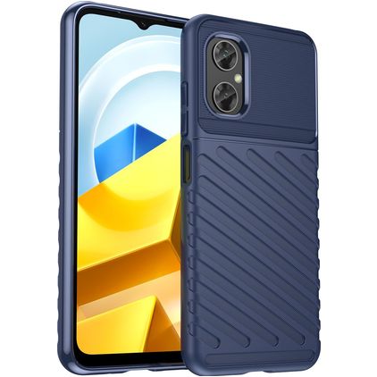 Mobigear Groove POCO M5 Hülle Flexibles TPU Backcover - Blau