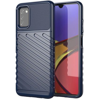 Mobigear Groove Samsung Galaxy A03s Hülle Flexibles TPU Backcover - Blau