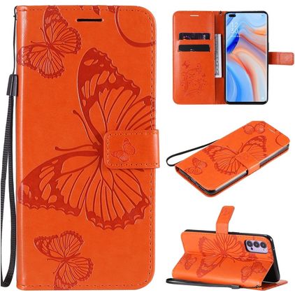 Mobigear Butterfly OPPO Reno 4 Hülle Klapphülle Geldbörse - Orange