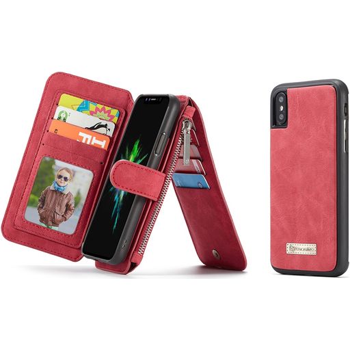 Caseme 007 iPhone XS Hülle Abnehmbare 2in1 Klapphülle Geldbörse - Rot