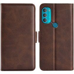 Mobigear Slim Magnet Motorola Moto G71 5G Hülle Klapphülle Geldbörse - Braun