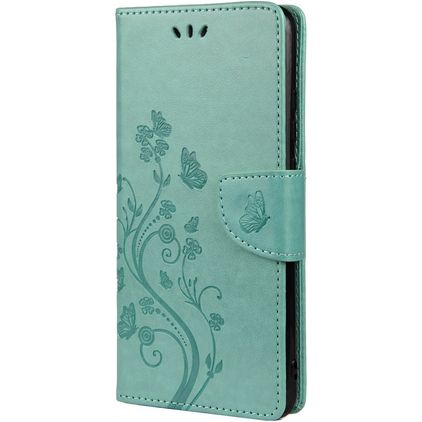 Mobigear Flowers Xiaomi Redmi Note 10 5G Hülle Klapphülle Geldbörse - Grün