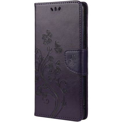 Mobigear Flowers Samsung Galaxy A33 Hülle Klapphülle Geldbörse - Lila