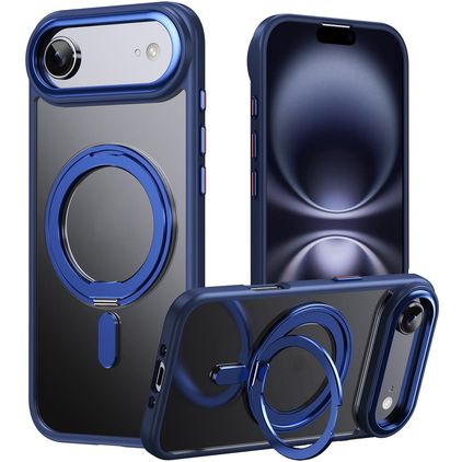 Mobigear Frosted Mag iPhone Air MagSafe Hülle Hardcase Backcover mit Ständer - Blau