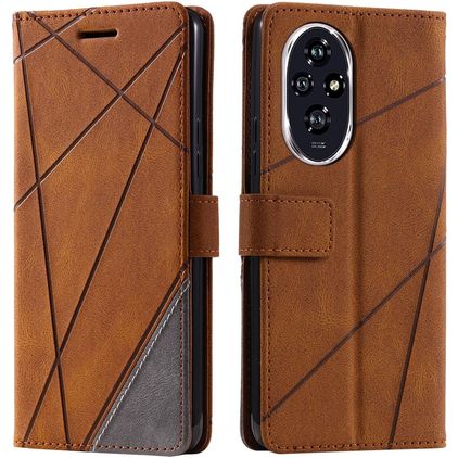 Mobigear Rhombus HONOR 200 Hülle Klapphülle Geldbörse - Braun