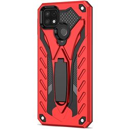 Mobigear Armor Stand Realme C21Y Hülle Hardcase Backcover Stoßfest mit Ständer - Rot