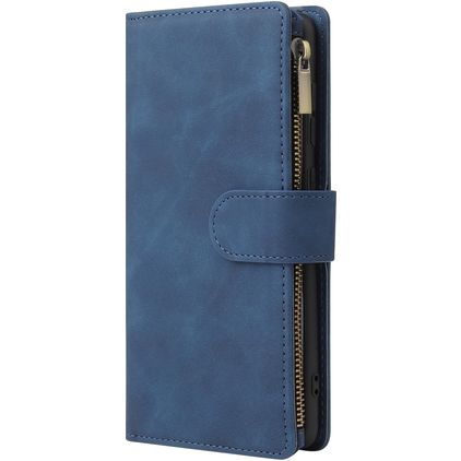 Mobigear Zipper Samsung Galaxy A71 Hülle Klapphülle Geldbörse - Blau