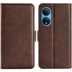 Mobigear Slim Magnet HONOR X7 Hülle Klapphülle Geldbörse - Braun