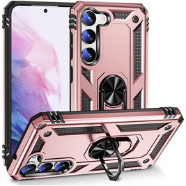Mobigear Armor Ring Samsung Galaxy S23 Plus Hülle Hardcase Backcover Stoßfest mit Ringhalter - Roségold