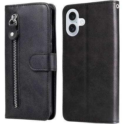 Mobigear Zipper iPhone 17 Hülle Klapphülle Geldbörse - Schwarz