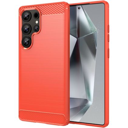 Mobigear Brushed Slim Samsung Galaxy S25 Ultra Hülle Flexibles TPU Backcover - Rot
