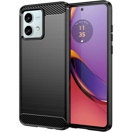Mobigear Brushed Slim Motorola Moto G84 Hülle Flexibles TPU Backcover - Schwarz