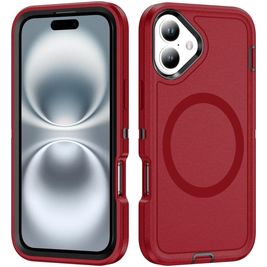 Mobigear Rugged Mag iPhone 16 MagSafe Hülle Hardcase Backcover Stoßfest - Rot
