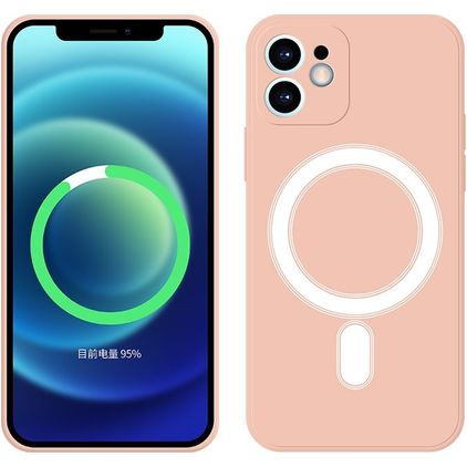 Mobigear Rubber Touch iPhone 12 Pro Silikon MagSafe Backcover - Pink