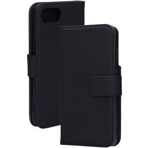 Mobiparts iPhone 16e Hülle Echtes Leder Klapphülle Geldbörse - Schwarz
