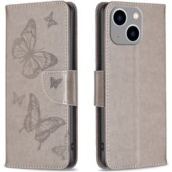 Mobigear Butterfly iPhone 15 Plus Klapphülle Portemonnaie - Grau