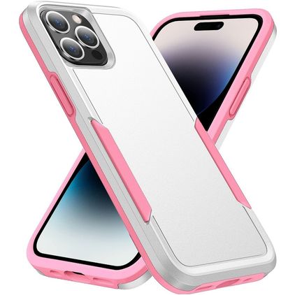 Mobigear Heavy Armor iPhone 14 Pro Hardcase Backcover Shockproof - Weiß / Pink
