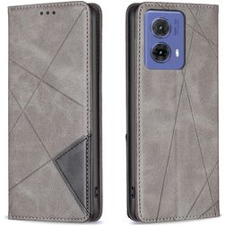 Mobigear Rhombus Slim Motorola Moto G85 Hülle Klapphülle - Grau