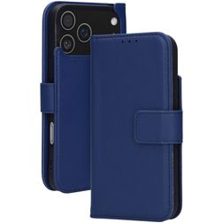 Mobiparts Wallet iPhone 17 Pro Max MagSafe Hülle Echtes Leder Klapphülle Geldbörse - Blau