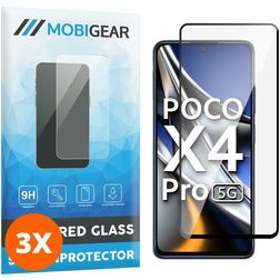 Mobigear Premium POCO X4 Pro 5G Panzerglas Gehärtetes Glas Displayschutz - Hüllenfreundlich - Schwarz (3er Pack)
