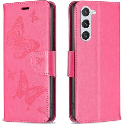 Mobigear Butterfly Samsung Galaxy S23 Klapphülle Portemonnaie - Magenta