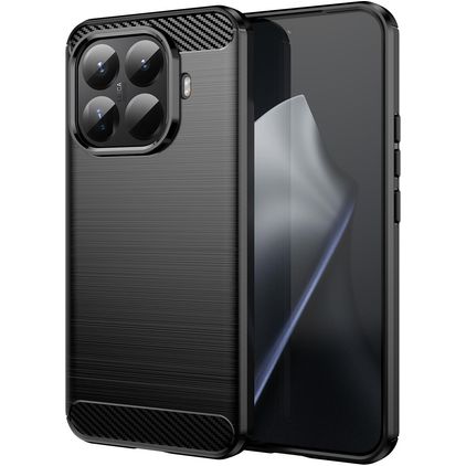 Mobigear Brushed Slim Xiaomi 15T Pro Hülle Flexibles TPU Backcover - Schwarz