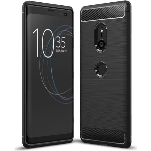 Mobigear Brushed Slim Sony Xperia XZ3 Hülle Flexibles TPU Backcover - Schwarz