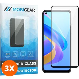 Mobigear Premium OPPO A76 Panzerglas Gehärtetes Glas Displayschutz - Hüllenfreundlich - Schwarz (3er Pack)