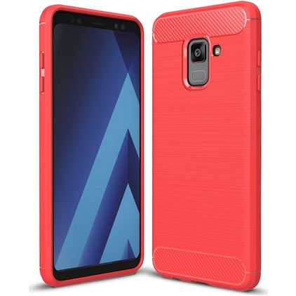 Mobigear Brushed Slim Samsung Galaxy A8 (2018) TPU (flexibel) Backcover - Rot