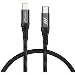 Mobigear Nylon USB-C auf Apple Lightning Kabel 0.4 Meter - Schwarz