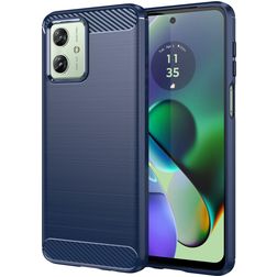 Mobigear Brushed Slim Motorola Moto G54 Hülle Flexibles TPU Backcover - Blau