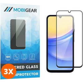 Mobigear Premium Samsung Galaxy A15 Panzerglas Gehärtetes Glas Displayschutz - Hüllenfreundlich - Schwarz (3er Pack)