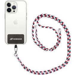 Mobigear Lanyard Universal-Handykette einstellbar - Weiß / Rot / Grün