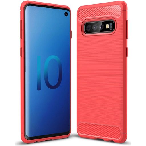 Mobigear Brushed Slim Samsung Galaxy S10 Hülle Flexibles TPU Backcover - Rot