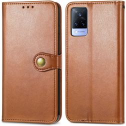 Mobigear Snap Button Vivo V21 Hülle Klapphülle Geldbörse - Braun