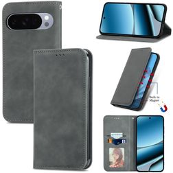 Mobigear Retro Slim Google Pixel 10 Pro XL Hülle Klapphülle Geldbörse - Grau