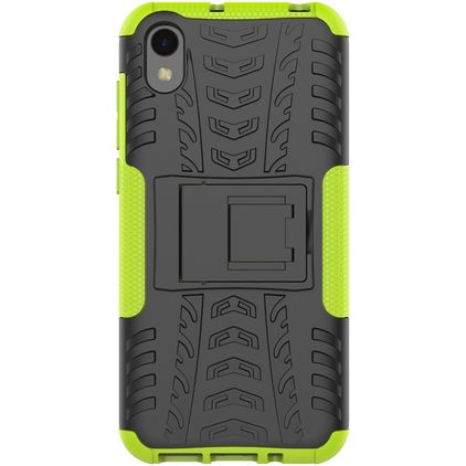 Mobigear Tire HONOR 8S Hülle Hardcase Backcover Stoßfest mit Ständer - Schwarz / Grün