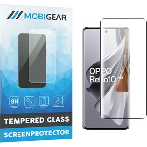 Mobigear Premium OPPO Reno 10 Panzerglas Gehärtetes Glas Displayschutz - Hüllenfreundlich - Schwarz