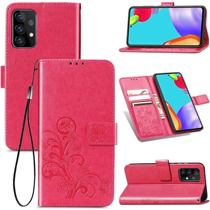 Mobigear Clover Samsung Galaxy A52 Hülle Klapphülle Geldbörse - Magenta