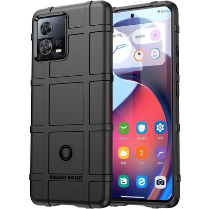 Mobigear Rugged Shield Motorola Edge 30 Fusion Hülle Flexibles TPU Backcover Stoßfest - Schwarz