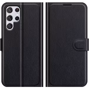 Mobigear Classic Samsung Galaxy S22 Ultra Hülle Klapphülle Geldbörse - Schwarz