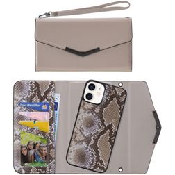 Mobilize Elegant Magnet iPhone 12 Mini Hülle 2in1 Clutch (herausnehmbar) - Beige Snake