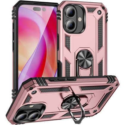 Mobigear Armor Ring iPhone 16 Plus Hülle Hardcase Backcover Stoßfest mit Ringhalter - Roségold