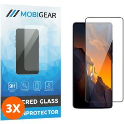 Mobigear Premium POCO F5 Panzerglas Gehärtetes Glas Displayschutz - Hüllenfreundlich - Schwarz (3er Pack)
