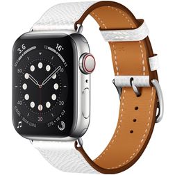 Mobigear Torino Leder Apple Watch Armband Dornschließe - 42/41/40/38 mm - Weiß